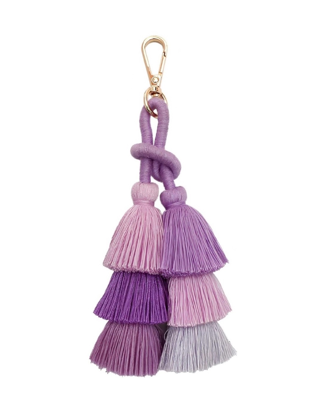 $28.00- Handmade Boho Pom Pom Tassel Bag Charm Keychain Purple